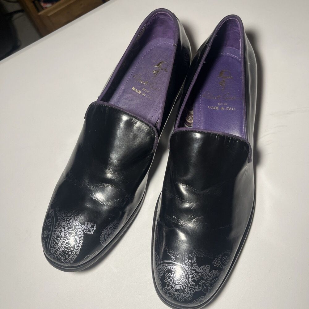 Robert Graham Leather Prince Loafers Black Men's